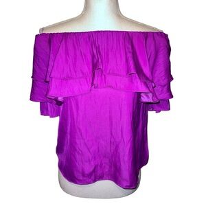 Lilly Pulitzer Haylee Off-The-Shoulder short sleeve top Wine Spritzer/magenta